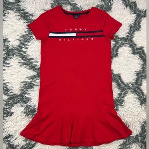 Tommy Hilfiger Kids Girls Red T-Shirt Dress Size Large 12/14